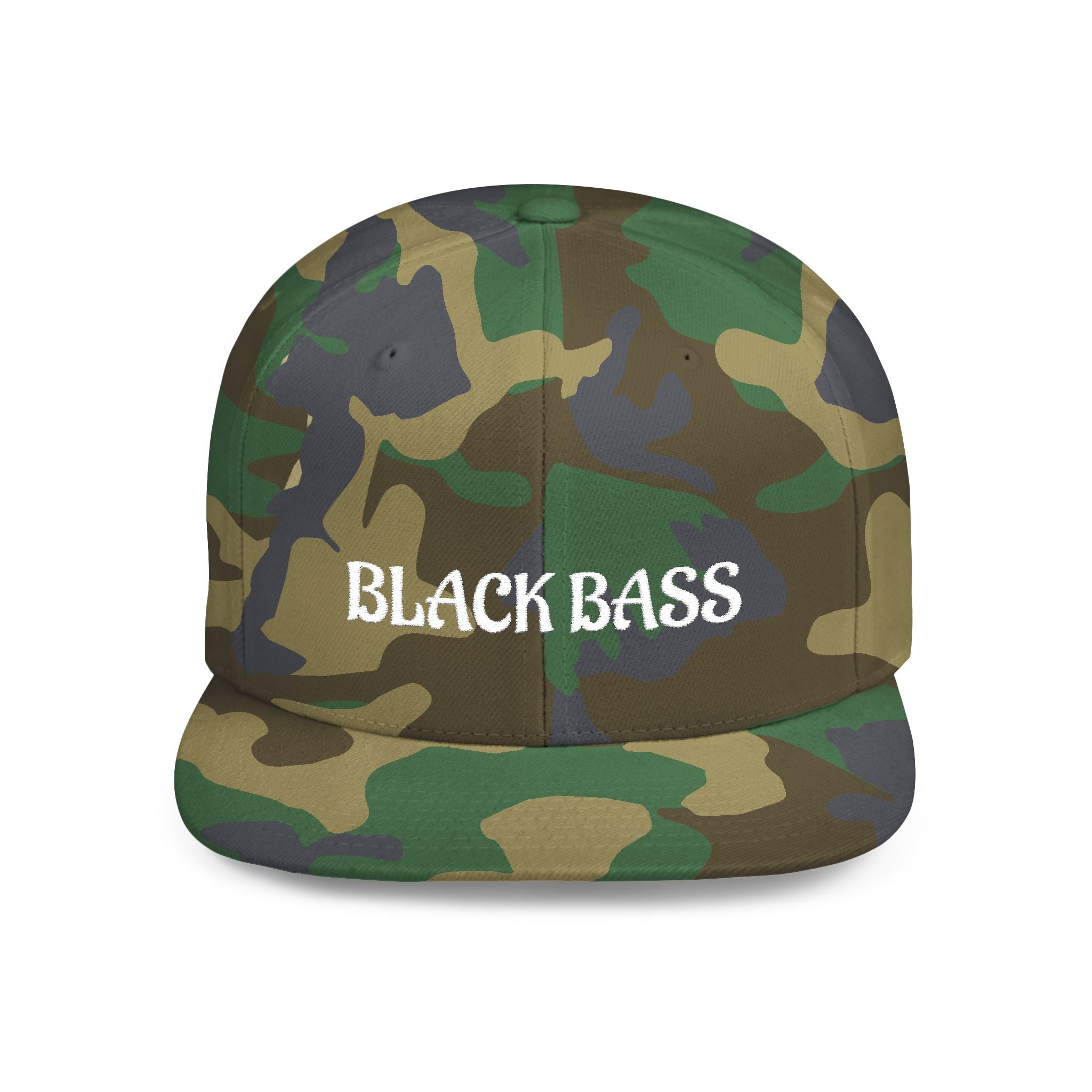 Flat Bill Snapback Hat — 'BLACK BANG' Embroidered Streetwear Cap