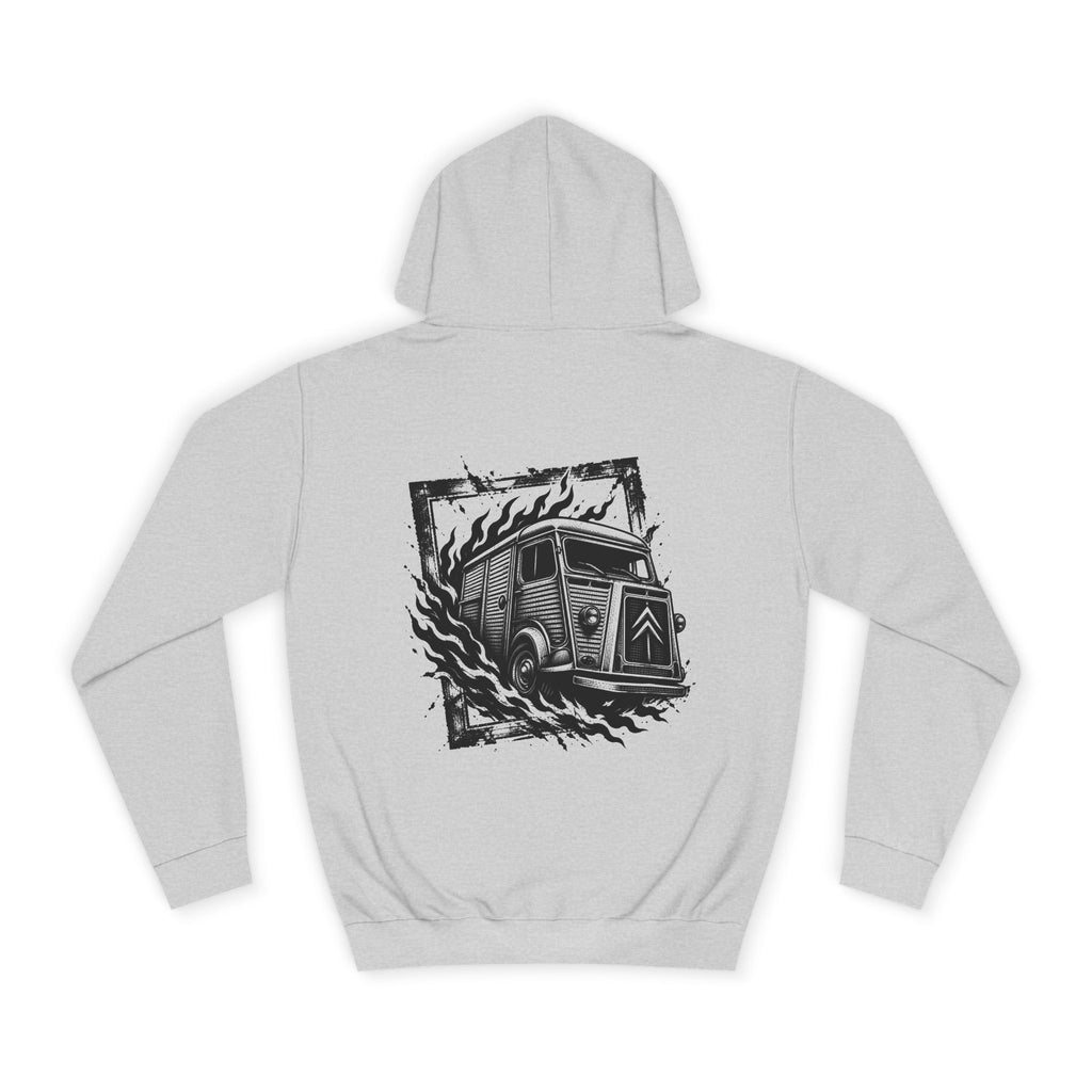 Vintage Camper Hoodie — Retro VW Bus Illustration Back Print
