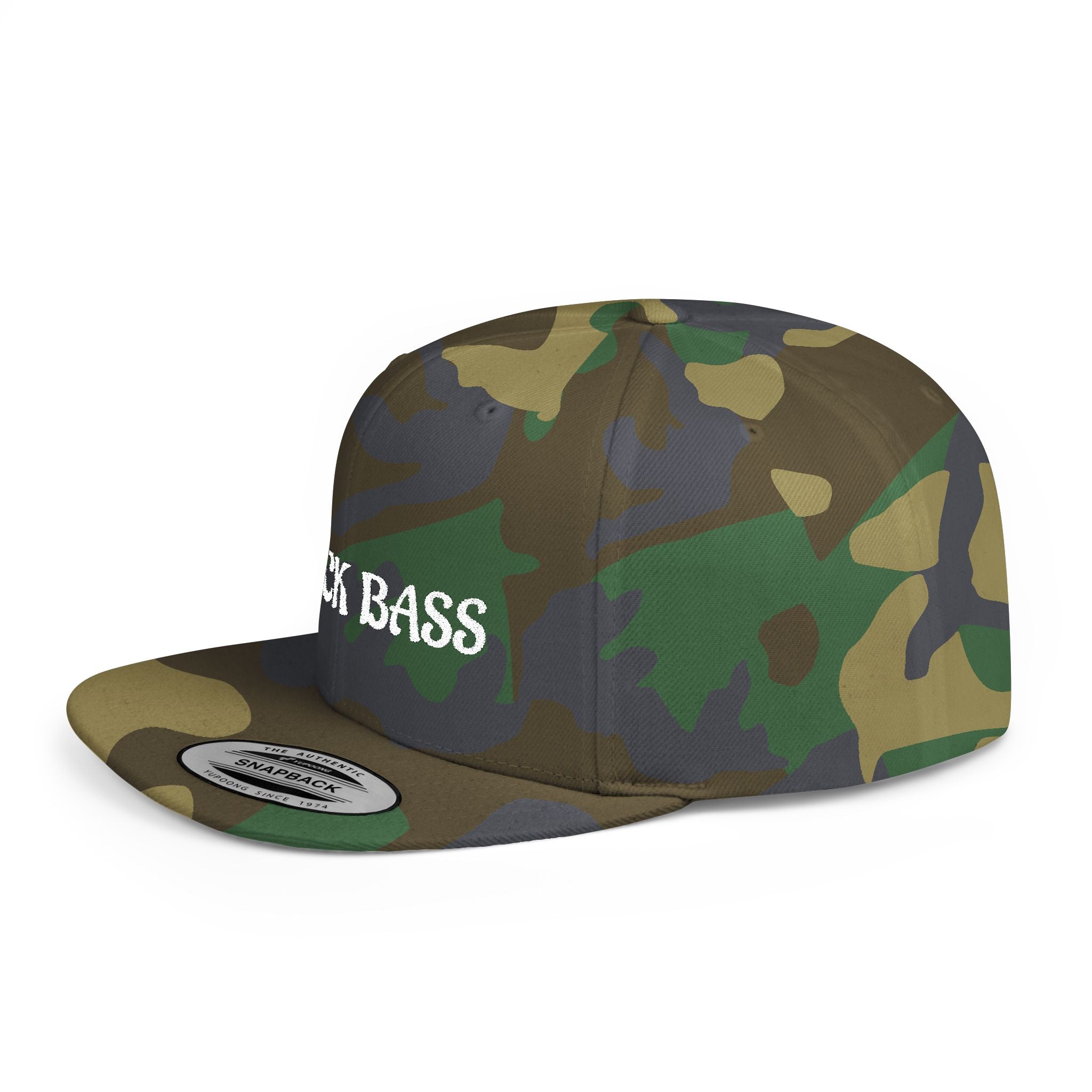 Flat Bill Snapback Hat — 'BLACK BANG' Embroidered Streetwear Cap