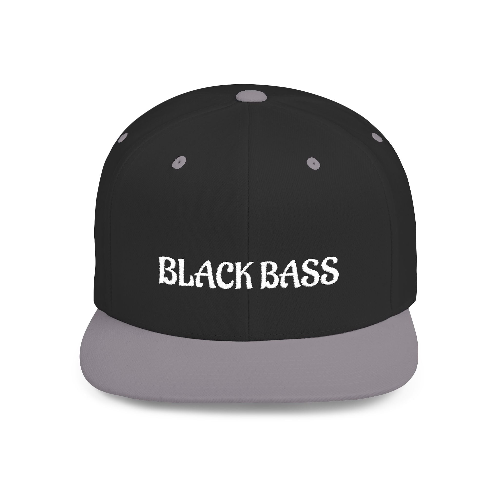 Flat Bill Snapback Hat — 'BLACK BANG' Embroidered Streetwear Cap
